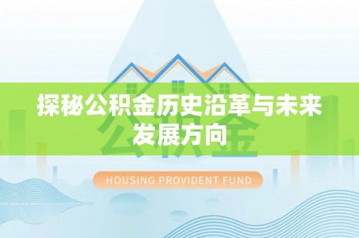 鹤庆探秘公积金历史沿革与未来发展方向